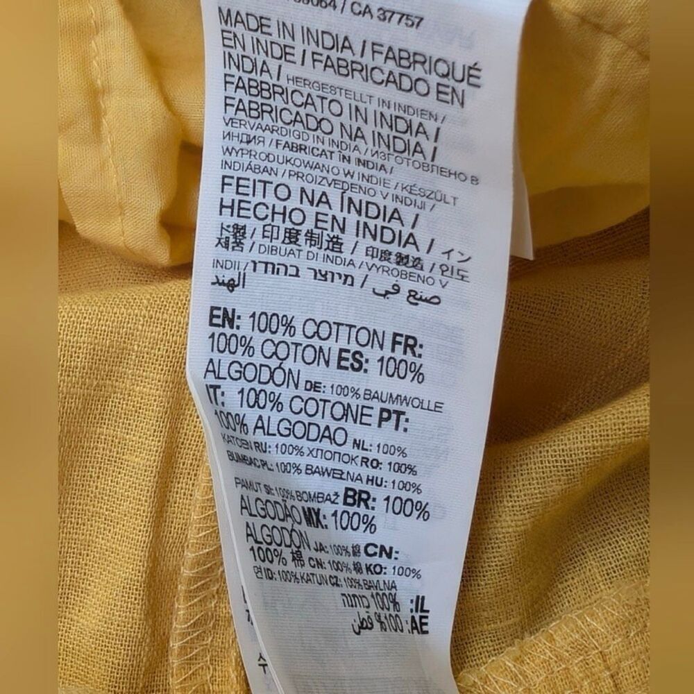 Billabong Yellow Cotton Puff Sleeve Tiered Midi Dress Size L Boho Cottagecore - Picture 11 of 11